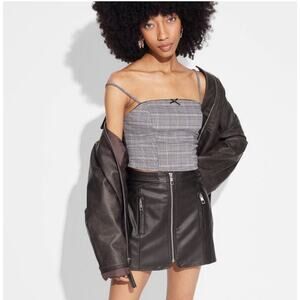 Wild Fable Women's Faux Leather Moto Mini Skirt - Brown XXL NWT